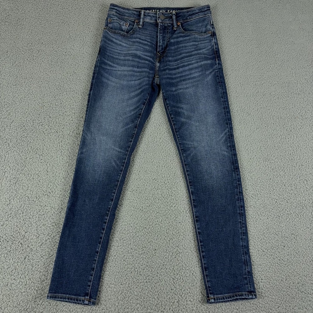 American Eagle Jeans Mens 28x30 Blue Athletic Skinny Airflex Dark Wash Low Rise